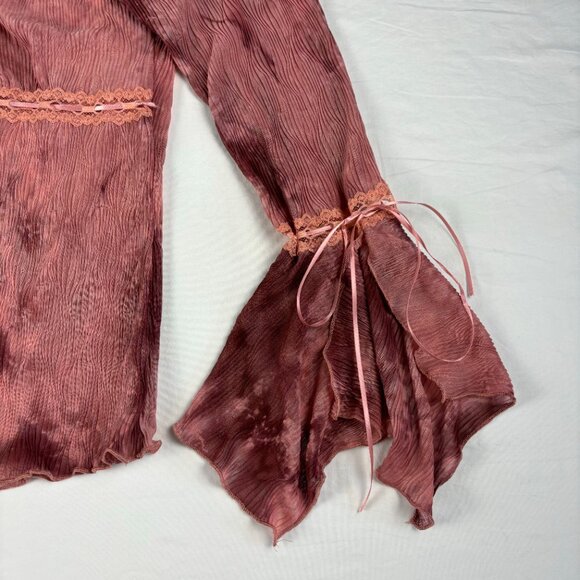 Toomi Pink Boho Bell Sleeve Top - Size M - Picture 3 of 11